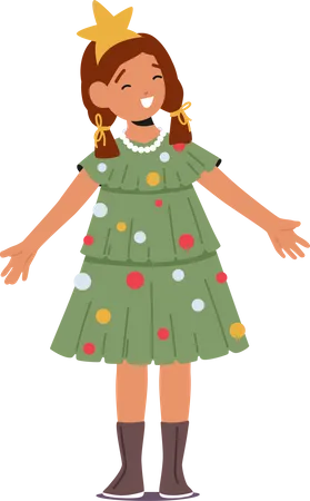 Child in Fir-Tree Costume Illustration