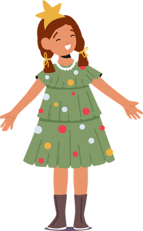 Child in Fir-Tree Costume  Illustration