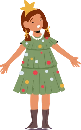 Child in Fir-Tree Costume  Illustration