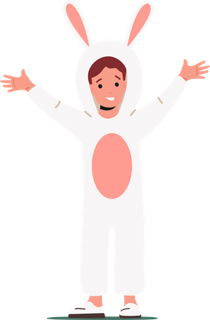 Child in funny theatrical costume of rabbit  Illustration