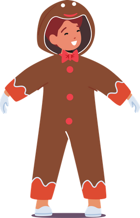 Child in Gingerbread Costume Illustration