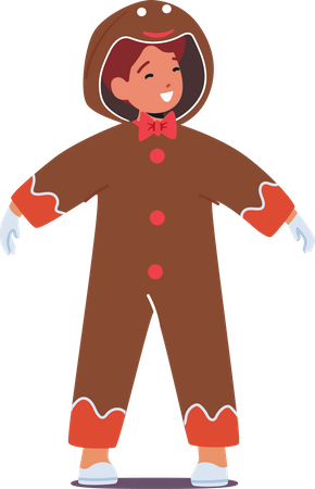 Child in Gingerbread Costume  Illustration