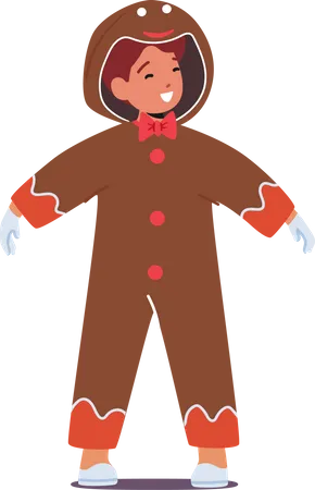 Child in Gingerbread Costume  Illustration