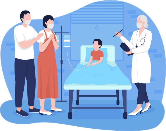 Child in hospital room  Illustration