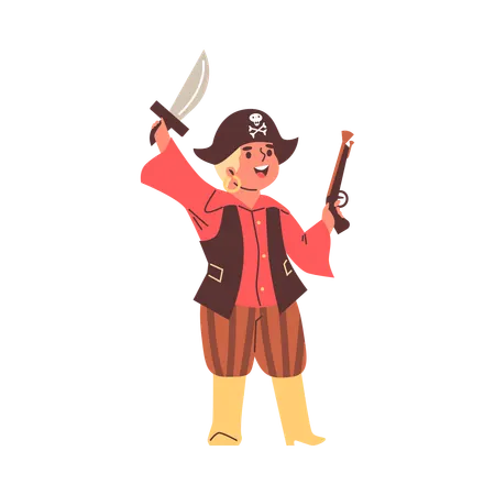 Child in pirate costume  Illustration