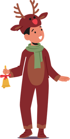 Child in Reindeer Costume Illustration