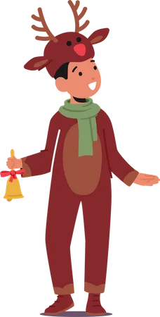 Child in Reindeer Costume  Illustration