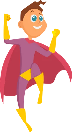 Child In Superhero Costume  Illustration