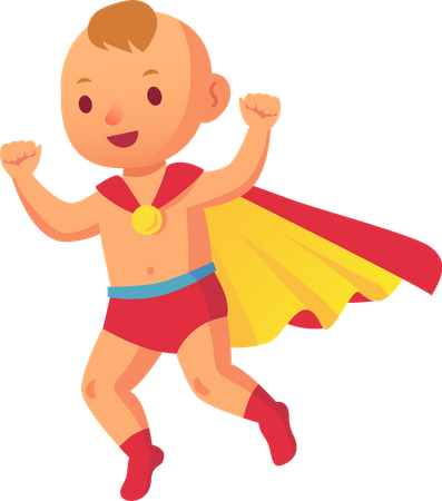 Child In Superhero Costume  Illustration