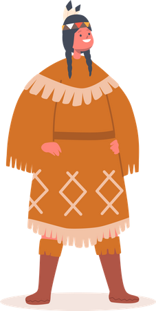 Child in Traditional Dress Illustration