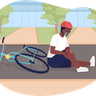 boy fallen off bike illustration svg