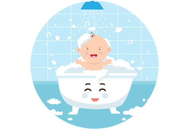 Child is enjoying in bath tub  Illustration