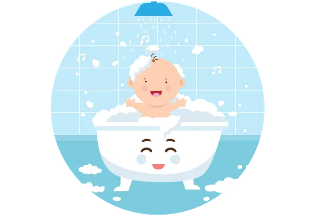 Child is enjoying in bath tub  Illustration