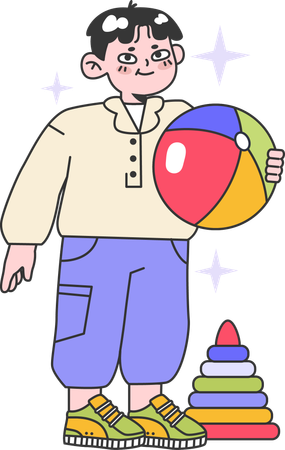 Child is playing pyramid toys  Illustration