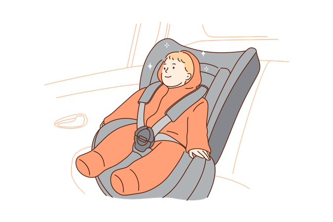 Child is seating on toddler chair  Illustration
