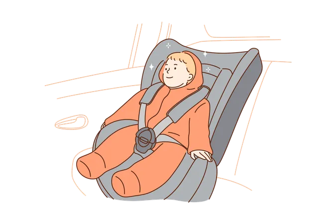 Child is seating on toddler chair  Illustration