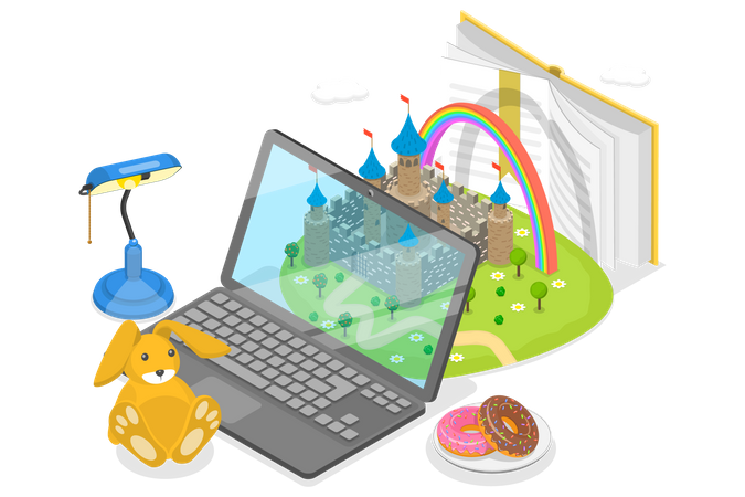 Online kids learning site  Illustration