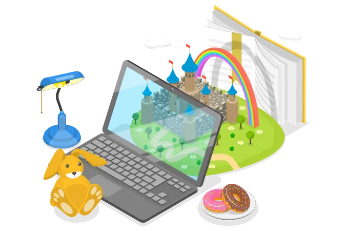 Online kids learning site Illustration