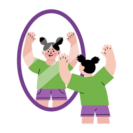 Child looking at self reflection  Illustration