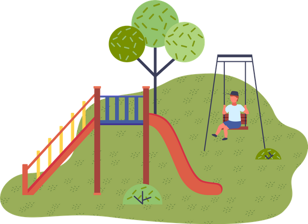 Child play on the swing  Illustration