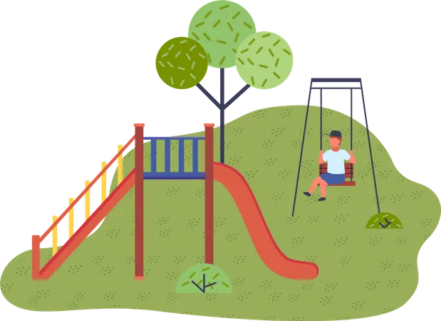 Child play on the swing  Illustration