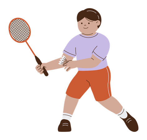 Child Playing Badminton Sport Game  Illustration