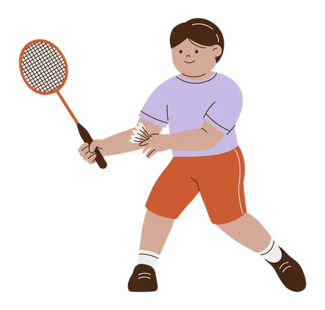 Child Playing Badminton Sport Game  Illustration