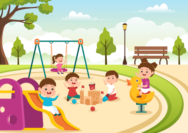 Child playing in Playground  Illustration