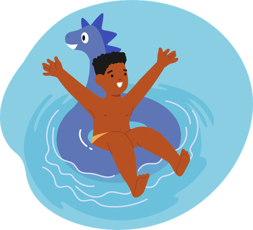 Child Playing In Swimming Pool  Illustration