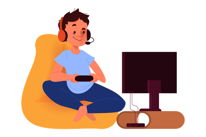 Child playing video game  Illustration