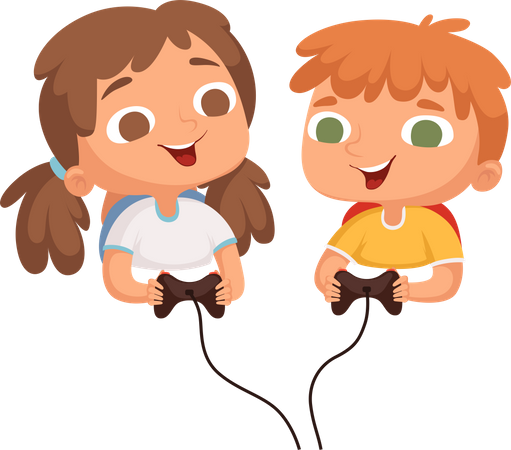 Child Playing Video Games Illustration