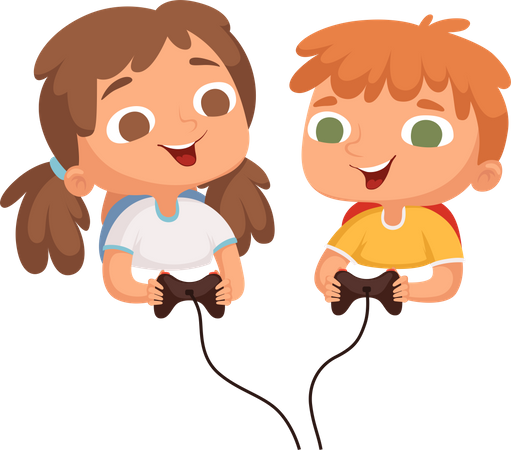 Child Playing Video Games  Illustration