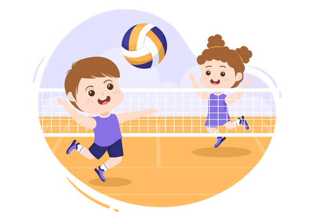 Child playing volleyball  Illustration