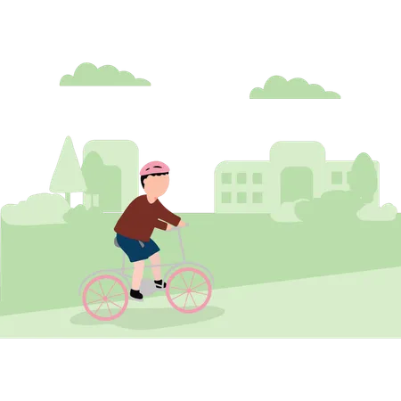 The Child Is Riding A Bicycle Illustration