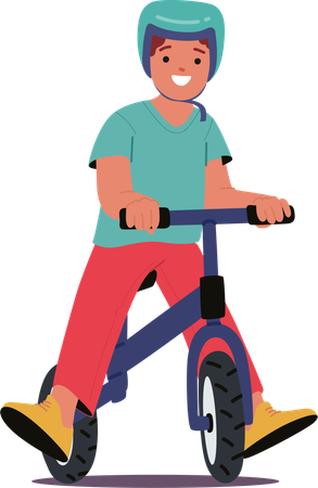 Child Riding Push Bike With Helmet  Illustration