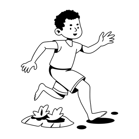 Child running with barefoot on ground  Illustration
