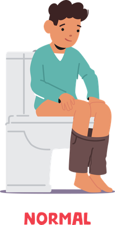 Child Sits Comfortably On Toilet  Illustration