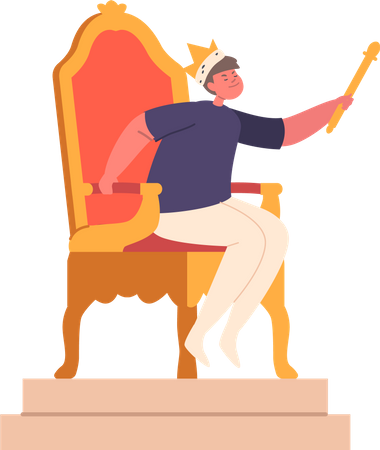 Child Sitting On Majestic Throne  Illustration