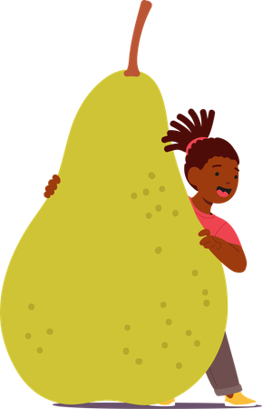 Child standing with pear  Illustration