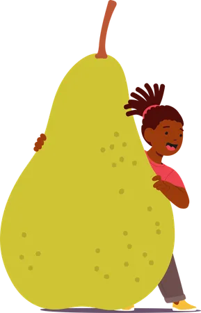 Child standing with pear  Illustration