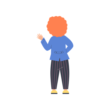 Child stands with his back and examines something  Illustration