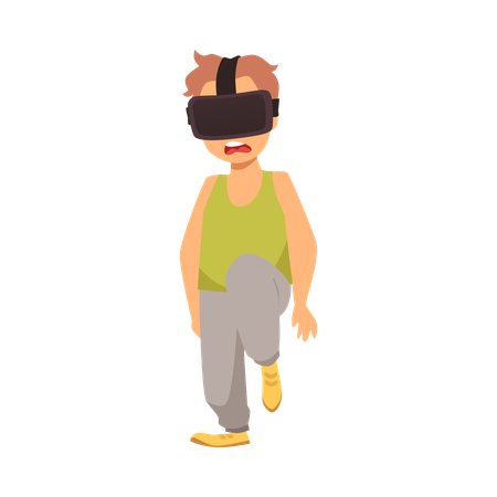 Child struck by virtual reality glasses  Illustration