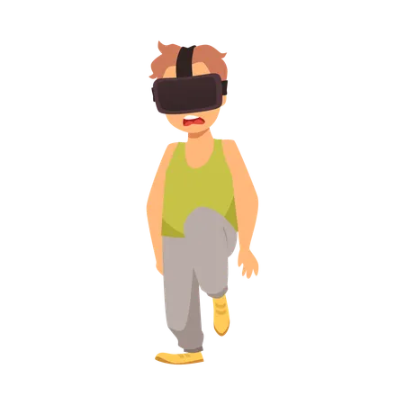 Child struck by virtual reality glasses  Illustration