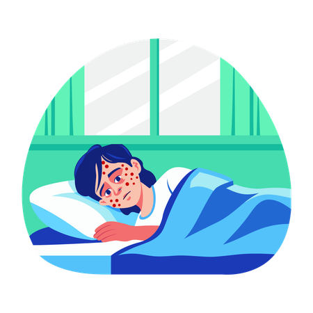 Child suffering from chickenpox  Illustration