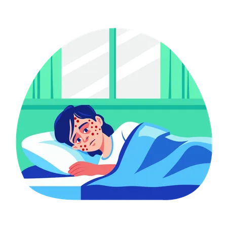 Child suffering from chickenpox  Illustration