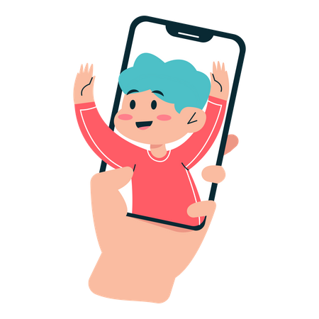 Child talking on video call  Illustration