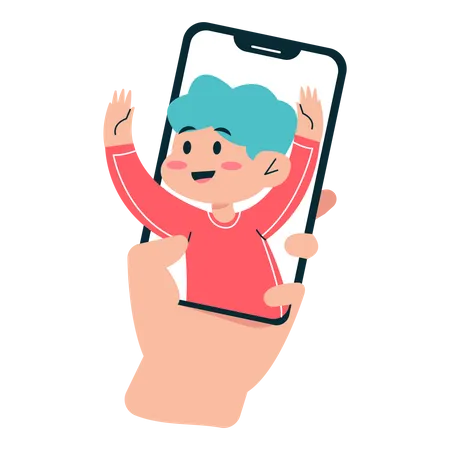 Child talking on video call  Illustration