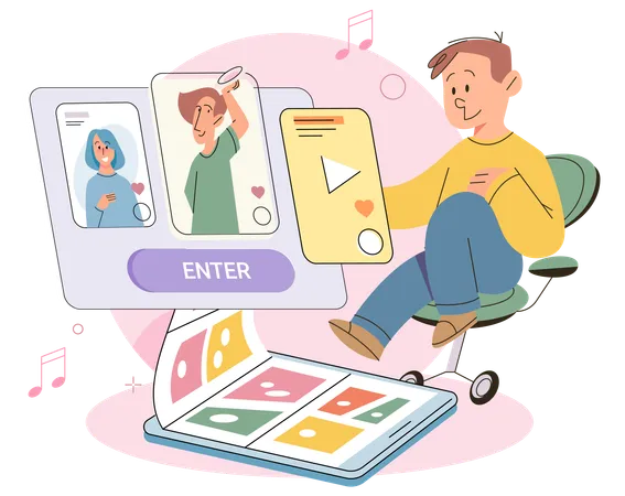 Child talking to parents via video call  Illustration