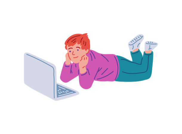 Child using laptop  Illustration
