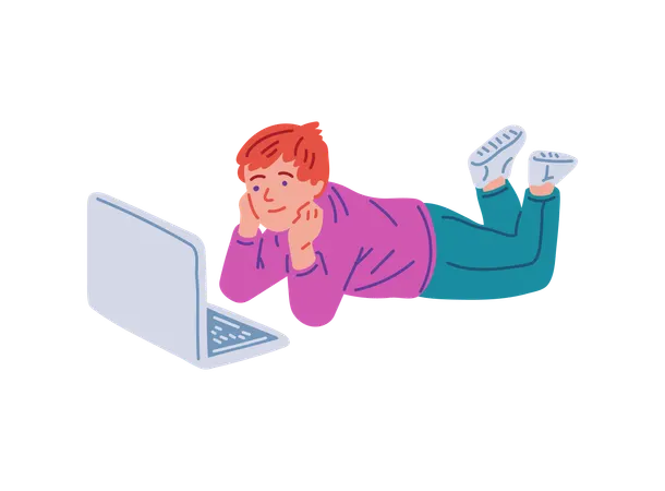 Child using laptop  Illustration